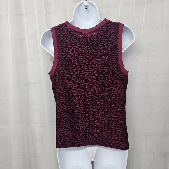 Apt. 9 Burgundy Flocked Leopard Print Tank Goth Punk Velour Streetwear Club M - Picture 6 of 12